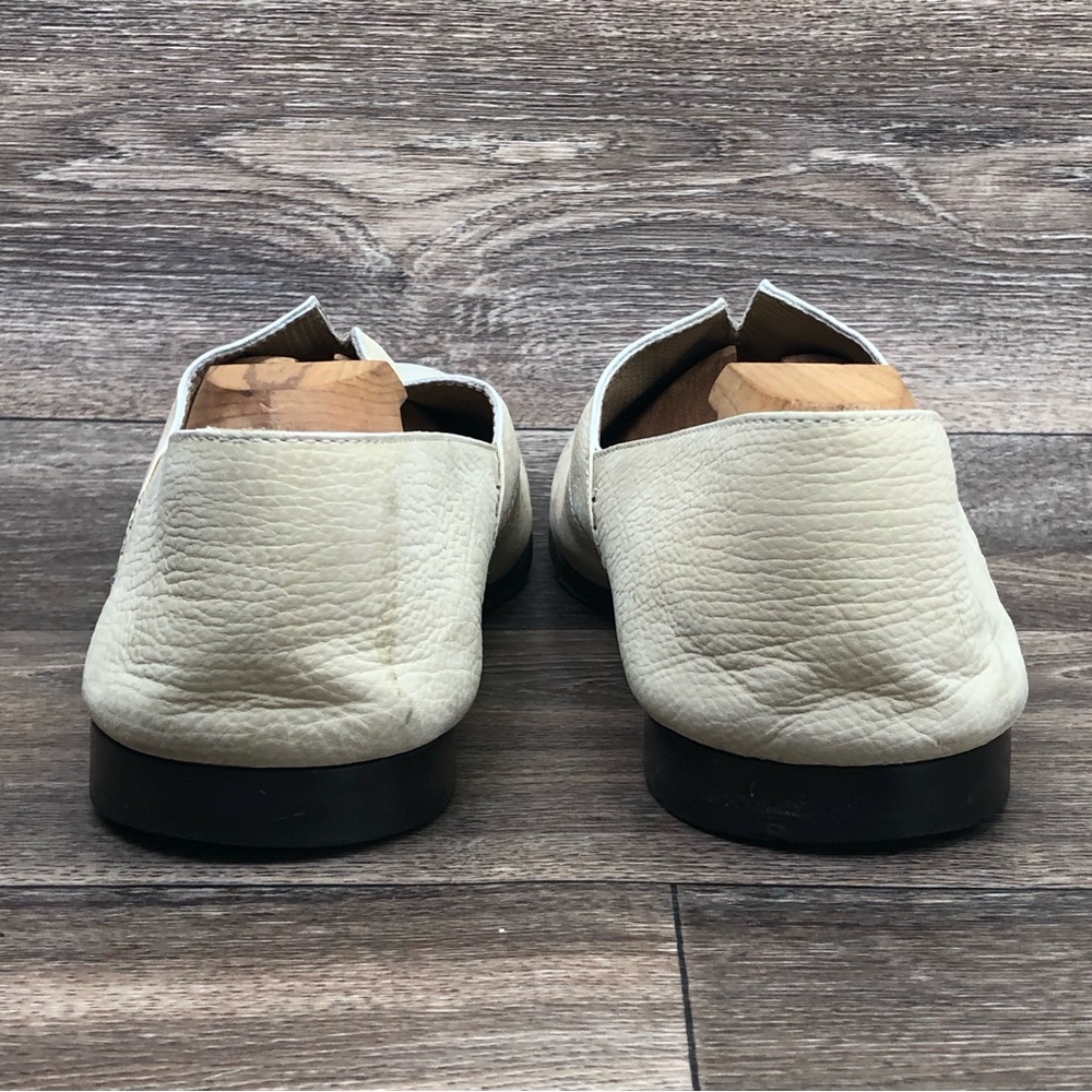 Giorgio Armani Cream Leather Almond Toe Slip On Loafers Men's 44/ US 10.5 - Picture 12 of 15